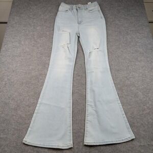 Refuge Austin Jeans Juniors 3 Light Wash Blue Distressed Flare Bell‎ Bottom